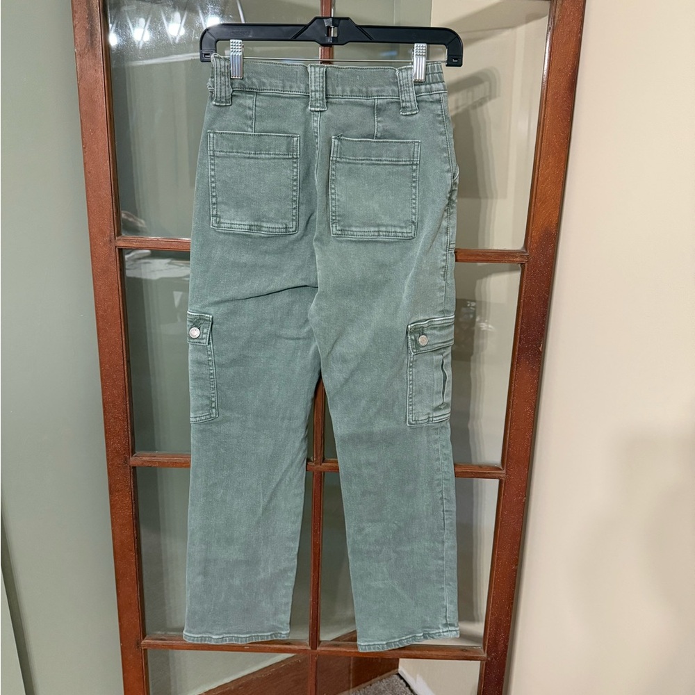 VERVET Buckle Green Stretch Cargo Y2K High Rise Wide Leg Pant Streetwear Size 24 - Picture 6 of 10